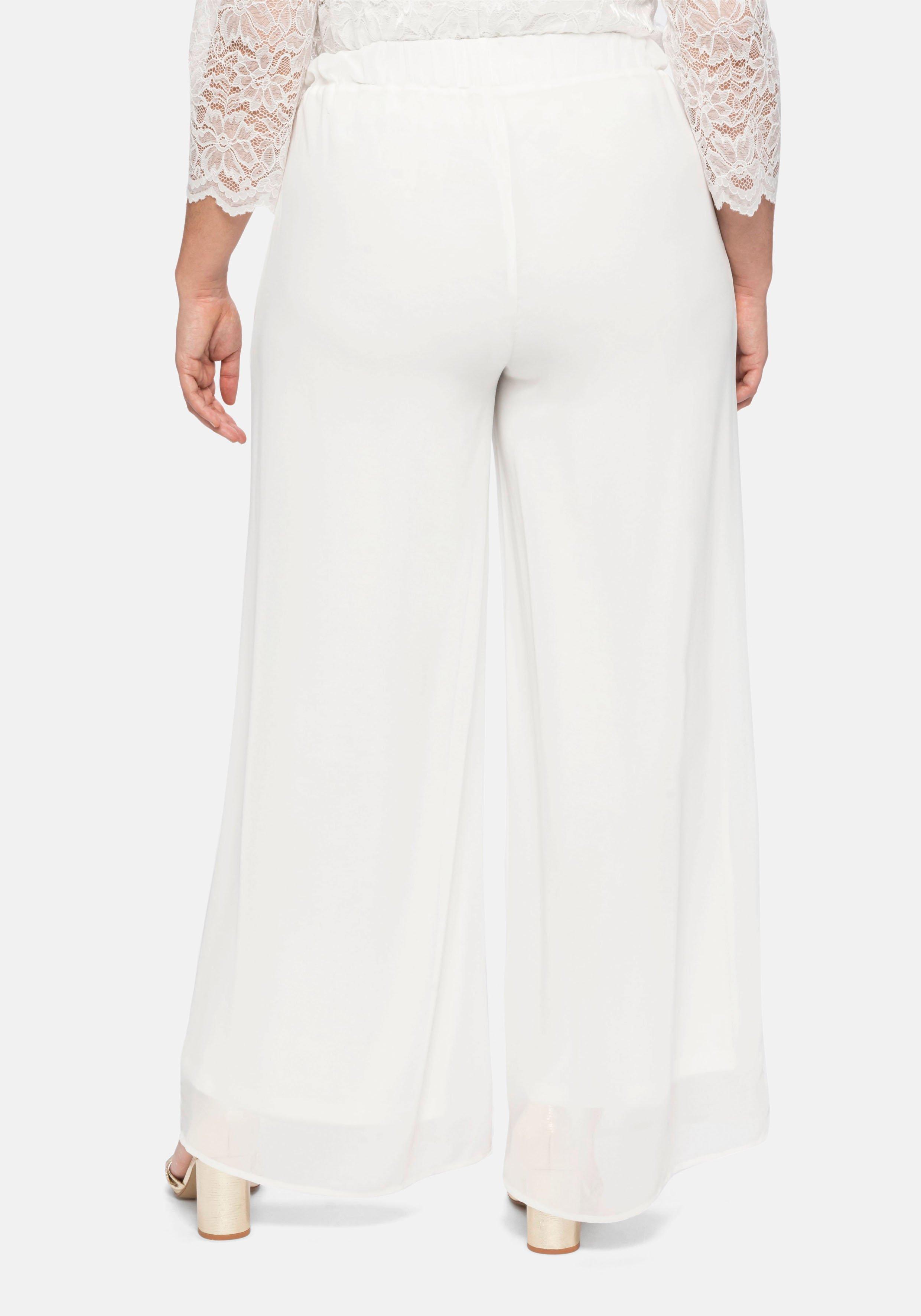Weite Chiffonhose im Lagenlook, gefüttert