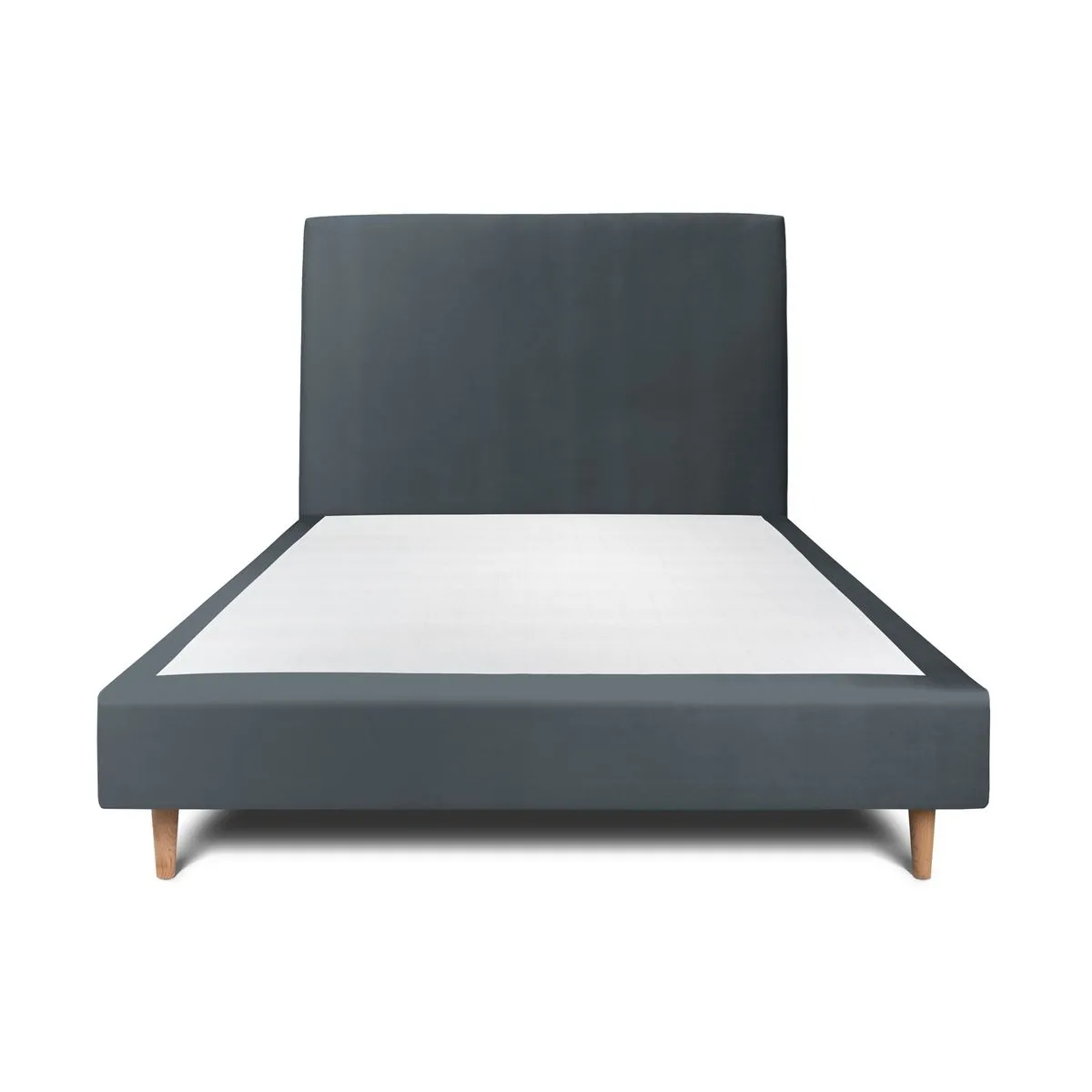 Sommeil de plomb Lit 150x200cm - Tête de lit tapissier velours - Sommier tapissier gris anthracite