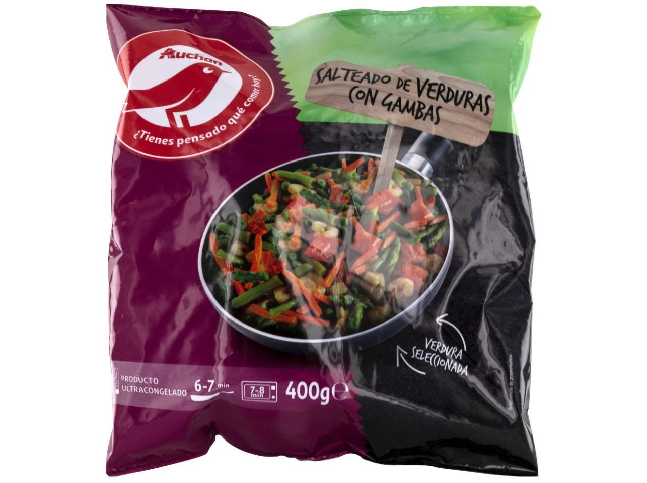 SALTEADO AUCHAN LEGUMES E GAMBAS 400G