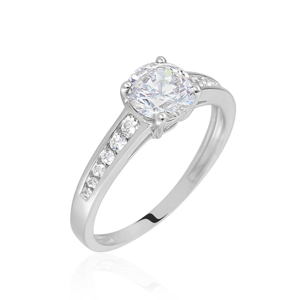 Bague Solitaire Tatjana Or Blanc Oxyde De Zirconium