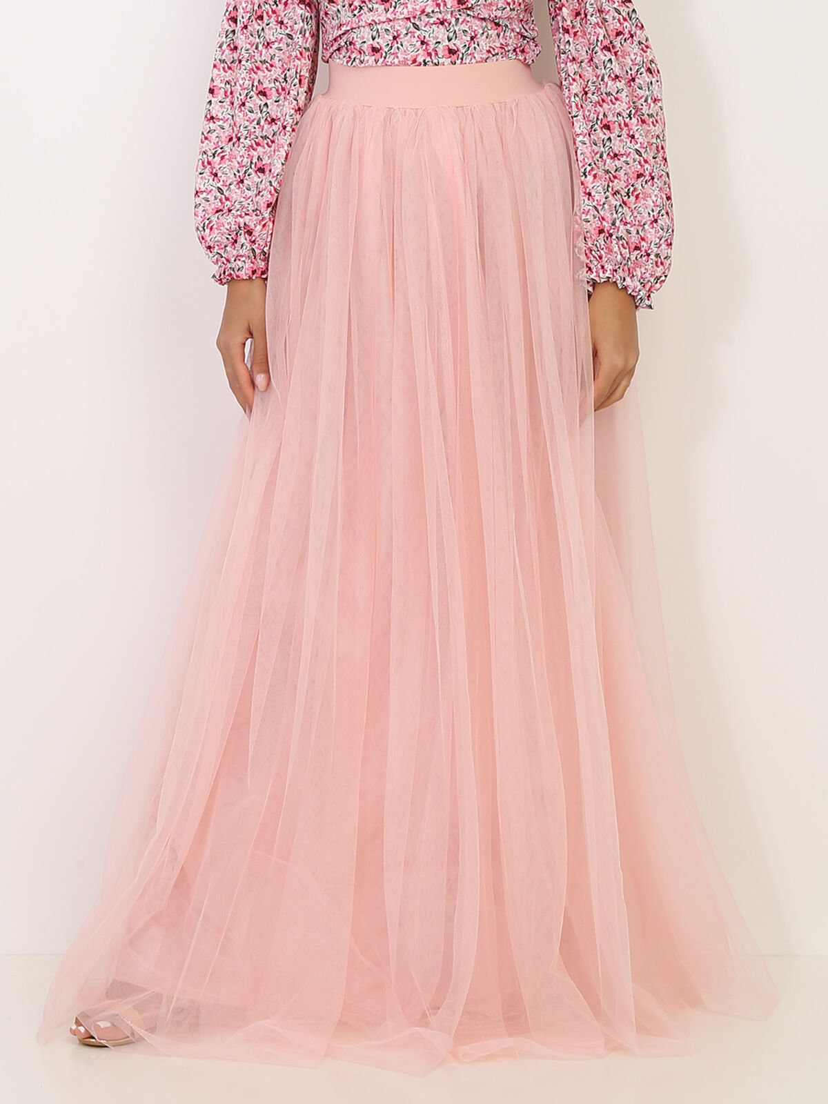 Jupe longue en tulle- Rose