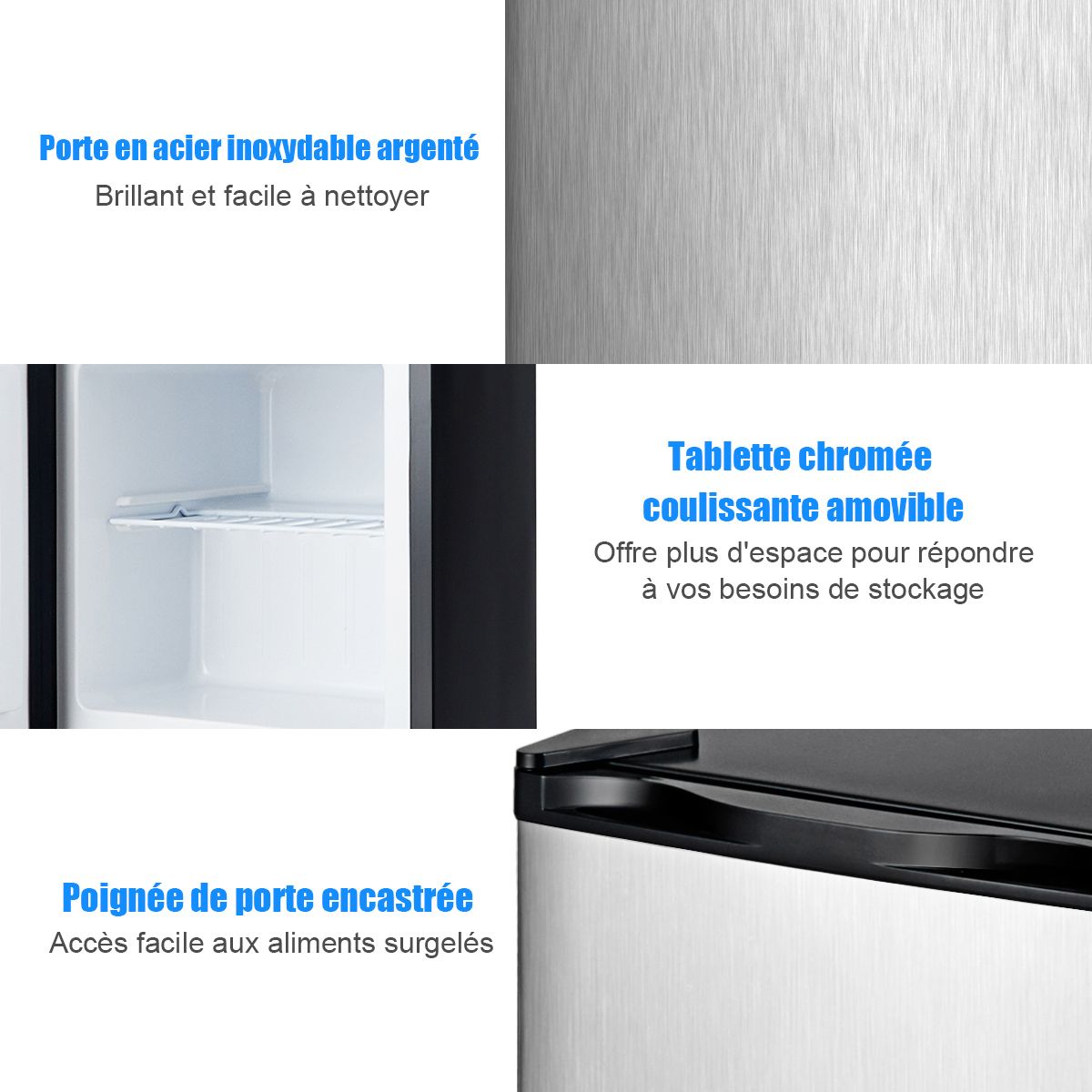 Mini Congélateur Vertical Capacité 31,1 L Porte Réversible en Acier Inoxydable Contrôle Mécanique Température Réglable - Lidl-Manfred