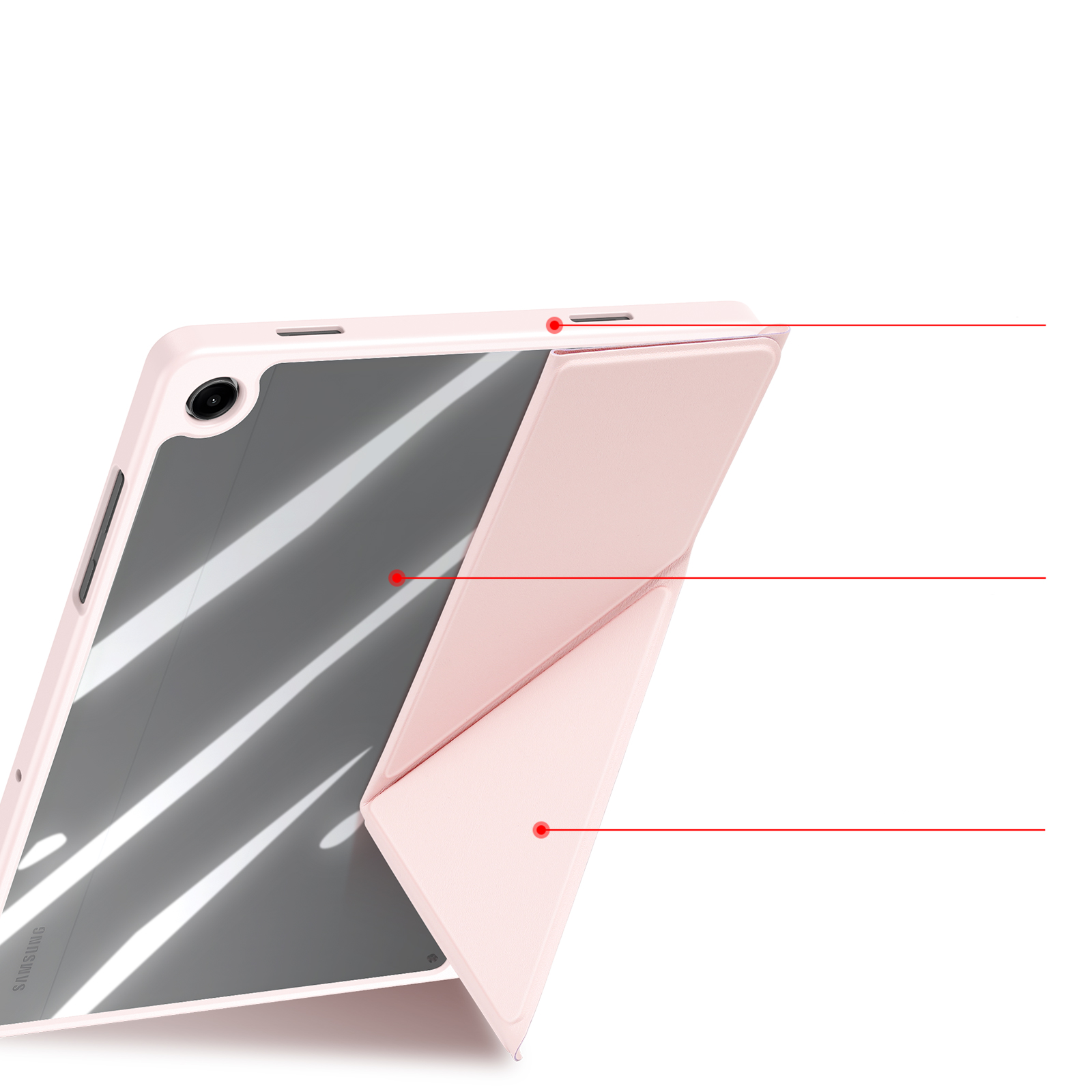 Samsung Galaxy Tab A11  Plus / A9  Plus 2in1 Abnehmbare Hybrid TPU Bumper Leder Tasche Smart Cover Schutzhülle - Grau