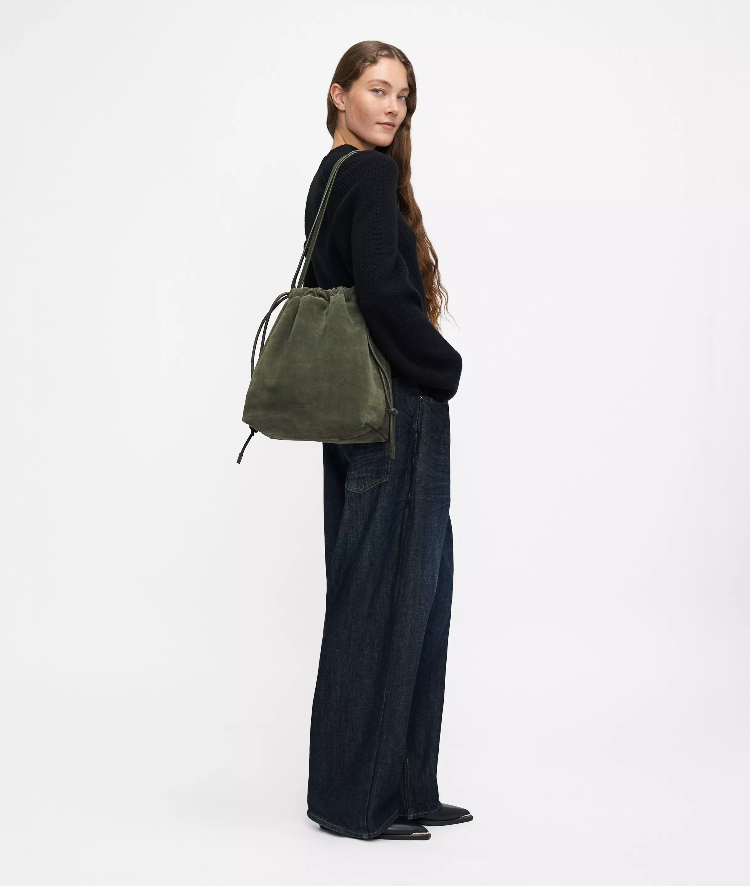 Lya Hobo M Spacious pouch bag made from soft suede