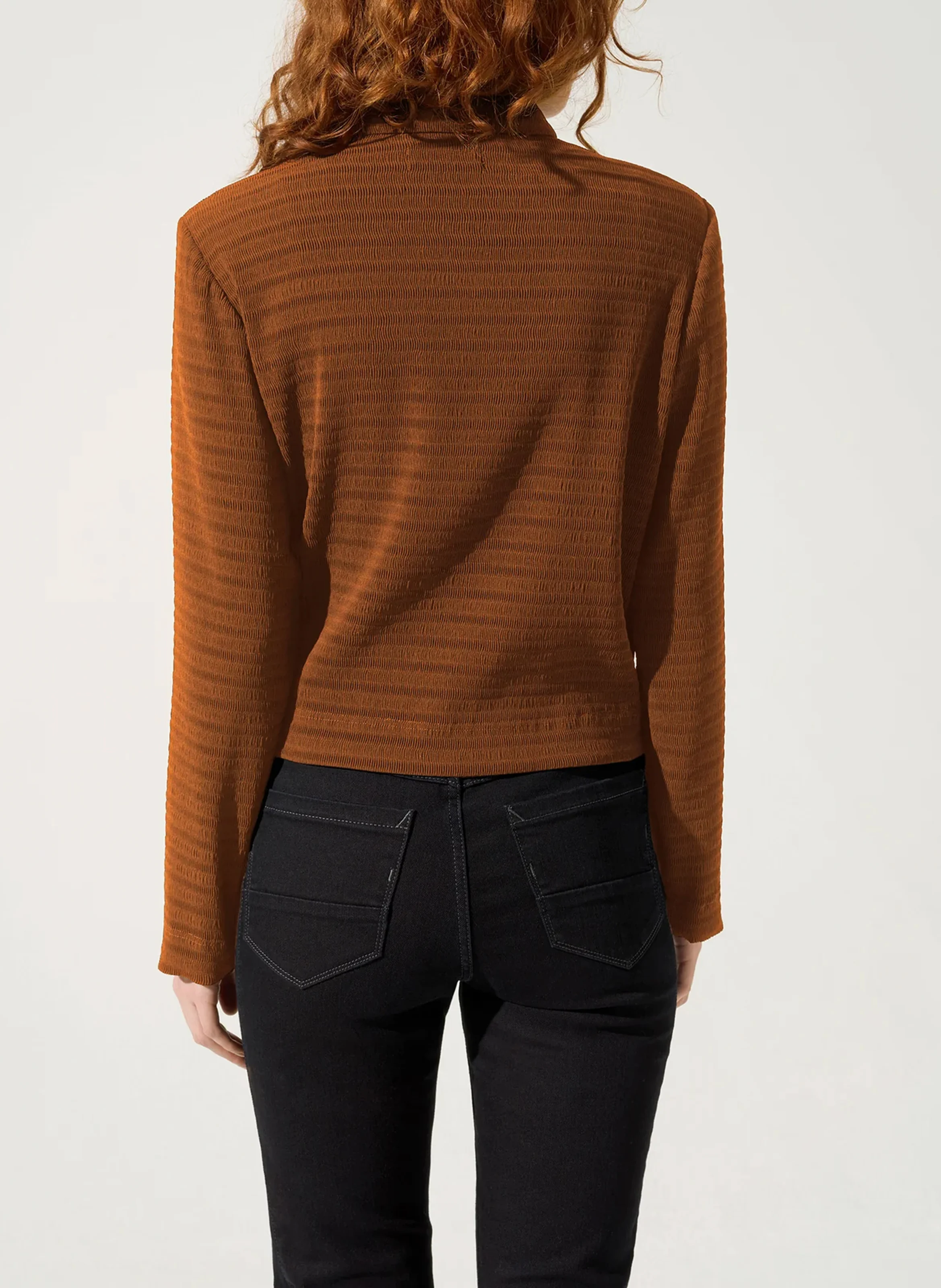Chemise courte carrée | Marron