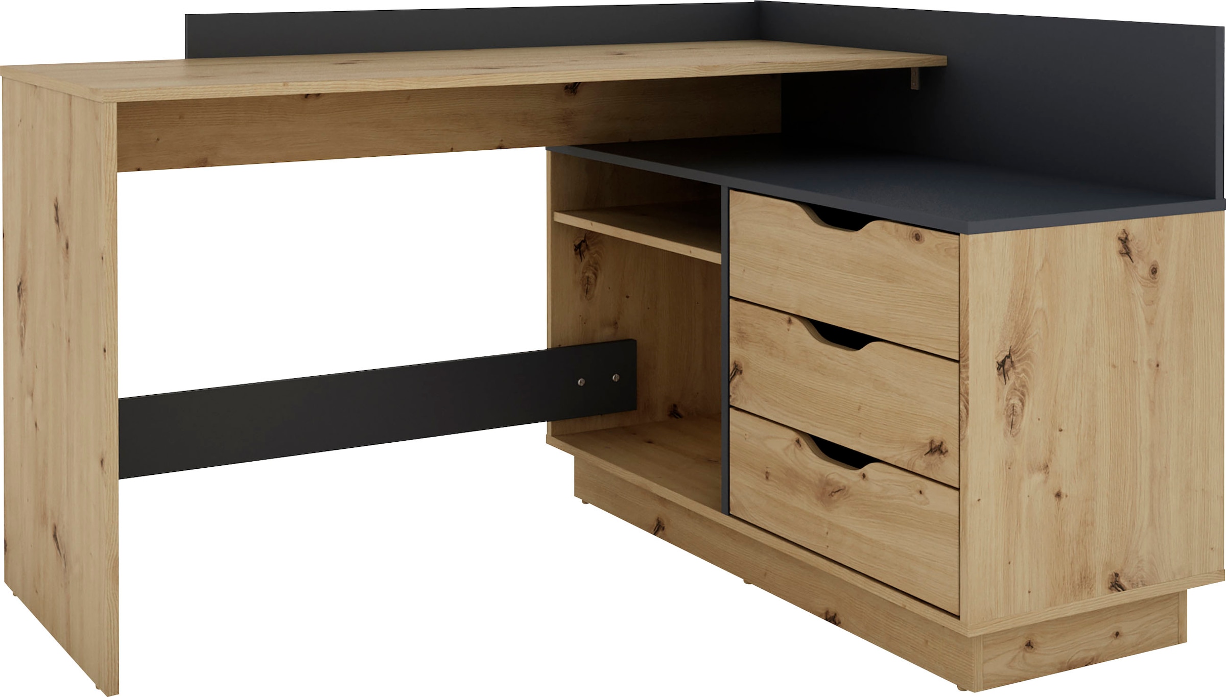 byLIVING Eckschreibtisch »Bern« mit viel Stauraum, Breite 129 cm, rechts oder links montierbar