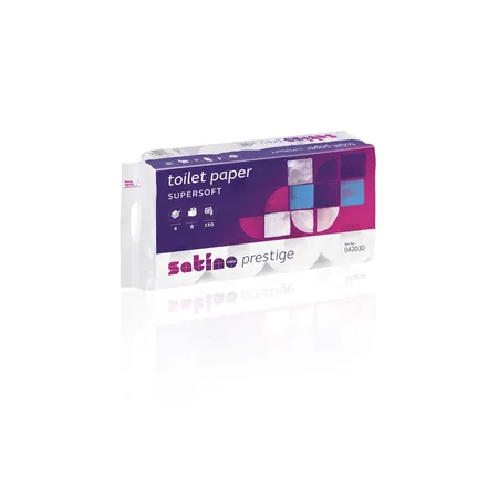 satino prestige Toilettenpapier Supersoft, 4-lagig mit 8 Rollen je 150 Blatt