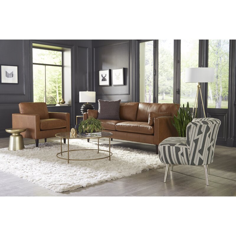 Gaia 81&rdquo; Genuine Leather Square Arm Sofa