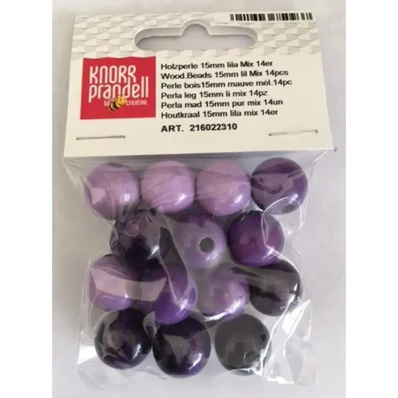 Knorr Prandell Holzperlen, lilamix, 15mm, 14er Packung