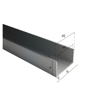 U-profiel aluminium brut 15x15x1000x1mm