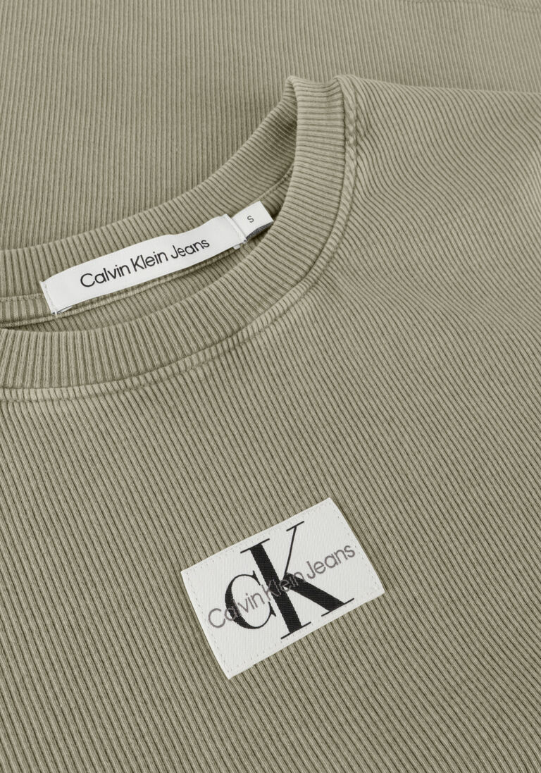 CALVIN KLEIN groene calvin klein t-shirt label washed rib slim tee