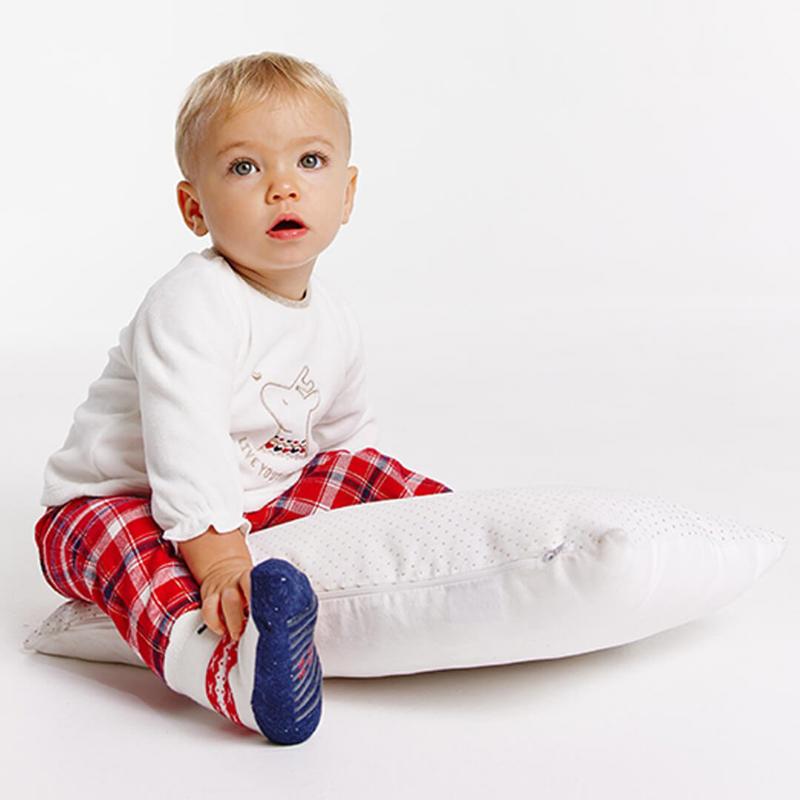 Pyjama velours et carreaux blanc bébé fille Blanc