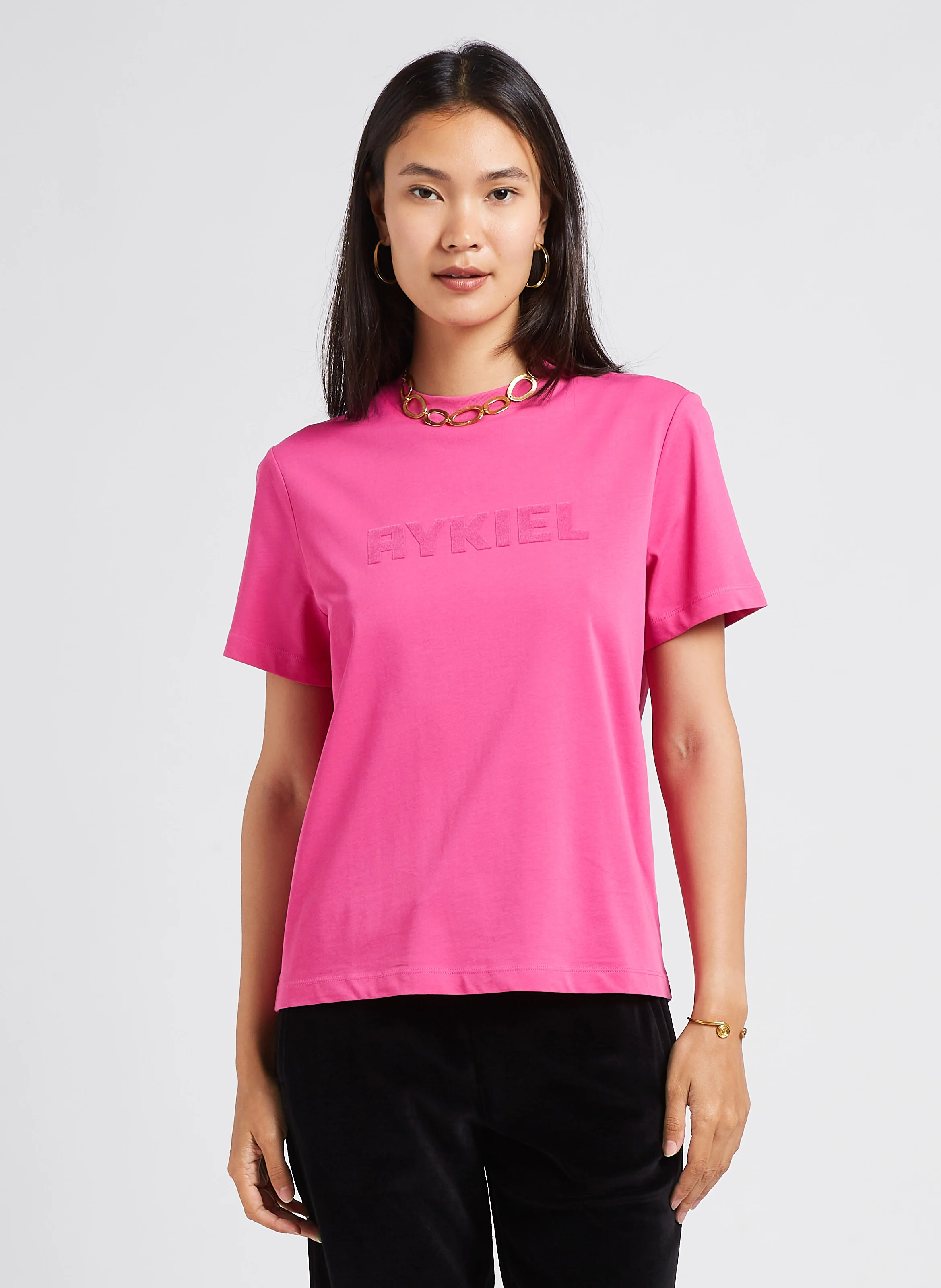 Tee-shirt col rond en coton | Rose