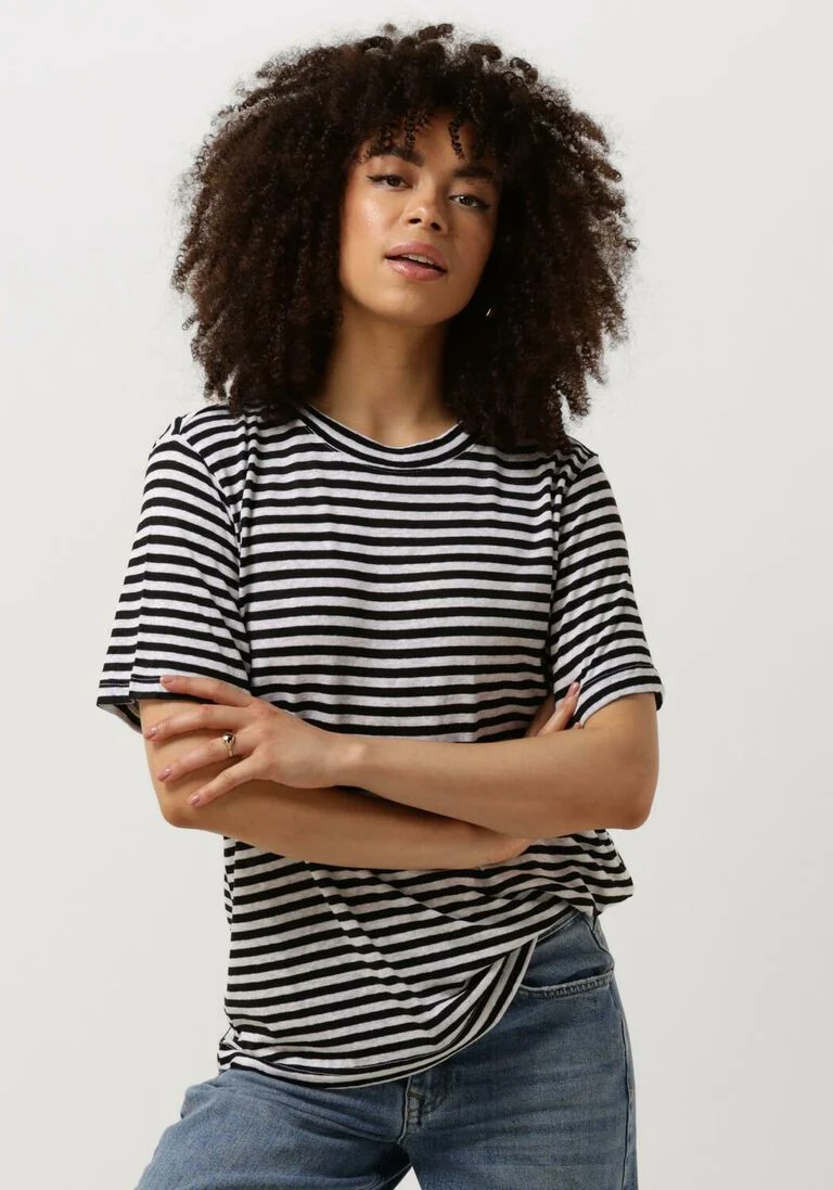 MY ESSENTIAL WARDROBE zwarte my essential wardrobe t-shirt lisamw striped tee