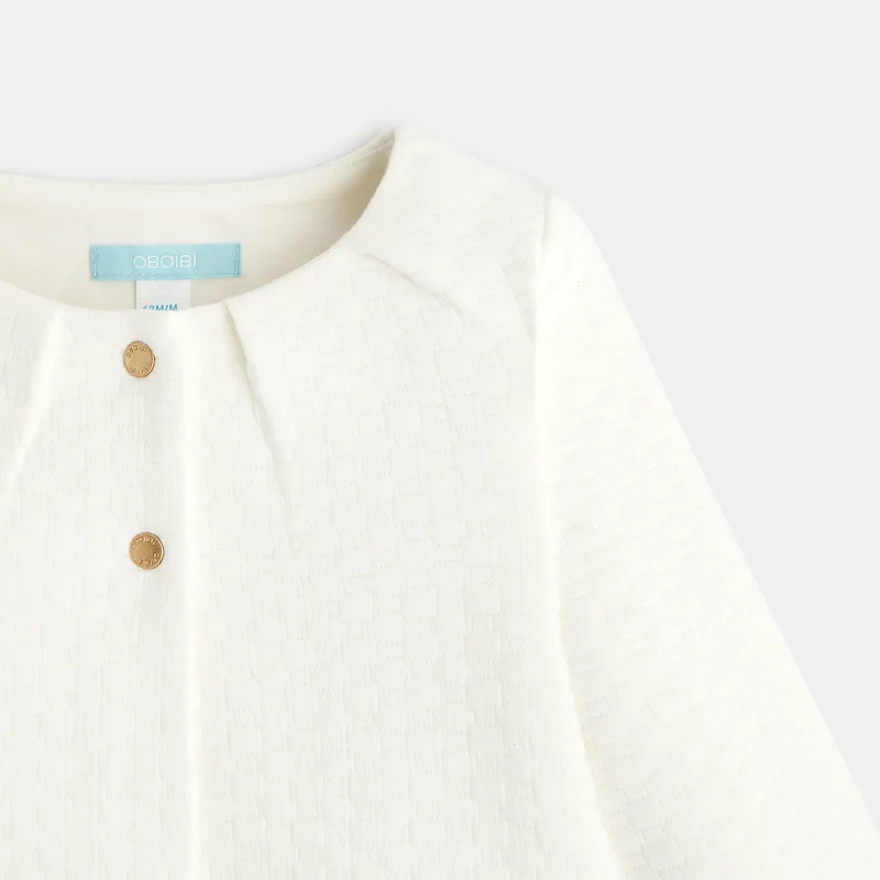 Gilet maille gaufrée blanc bébé fille Blanc