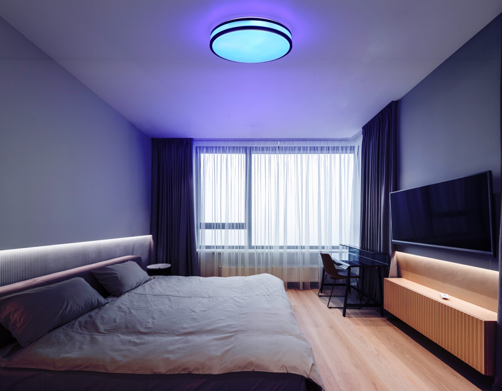 RGB-LED-Deckenleuchte - weiß-kaffeefarben - mit Fernbedienung