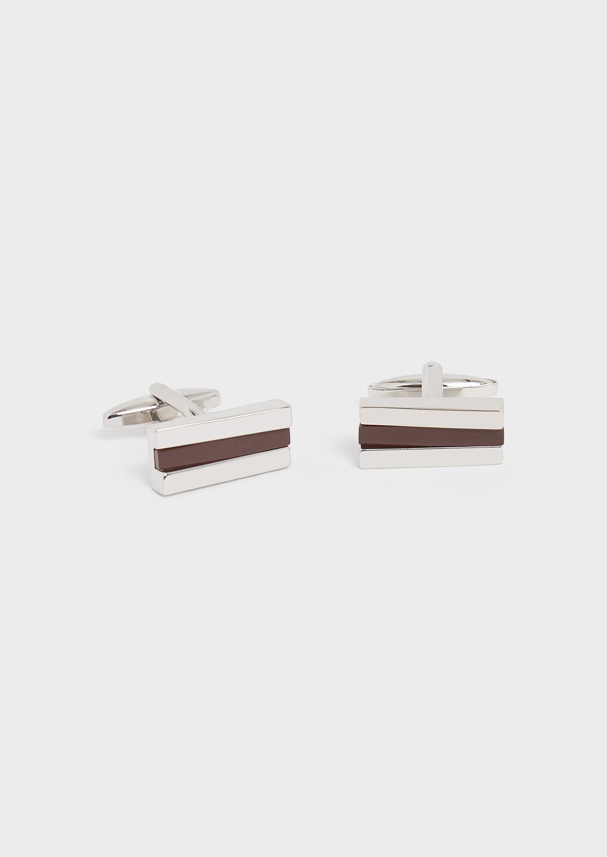 Boutons de manchettes rectangles argent avec pierres bordeaux