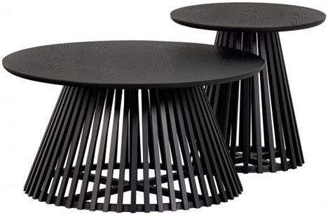 vtwonen Slats High Bijzettafel - Hout - Zwart - 48x50x50