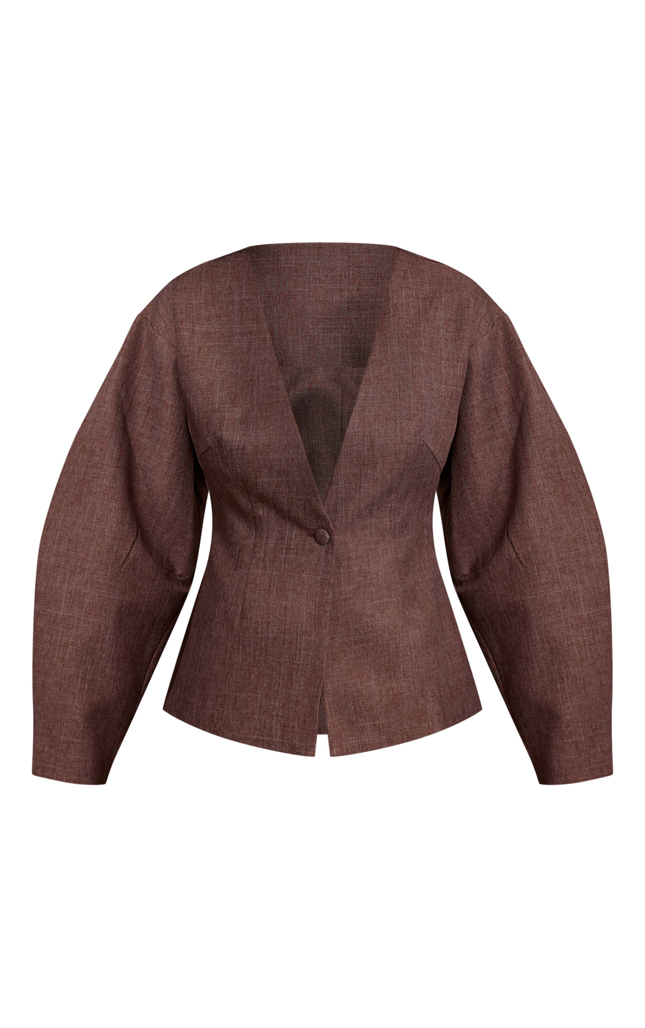 Light Brown Blazer À Taille Cintrée Et Manches Cocon