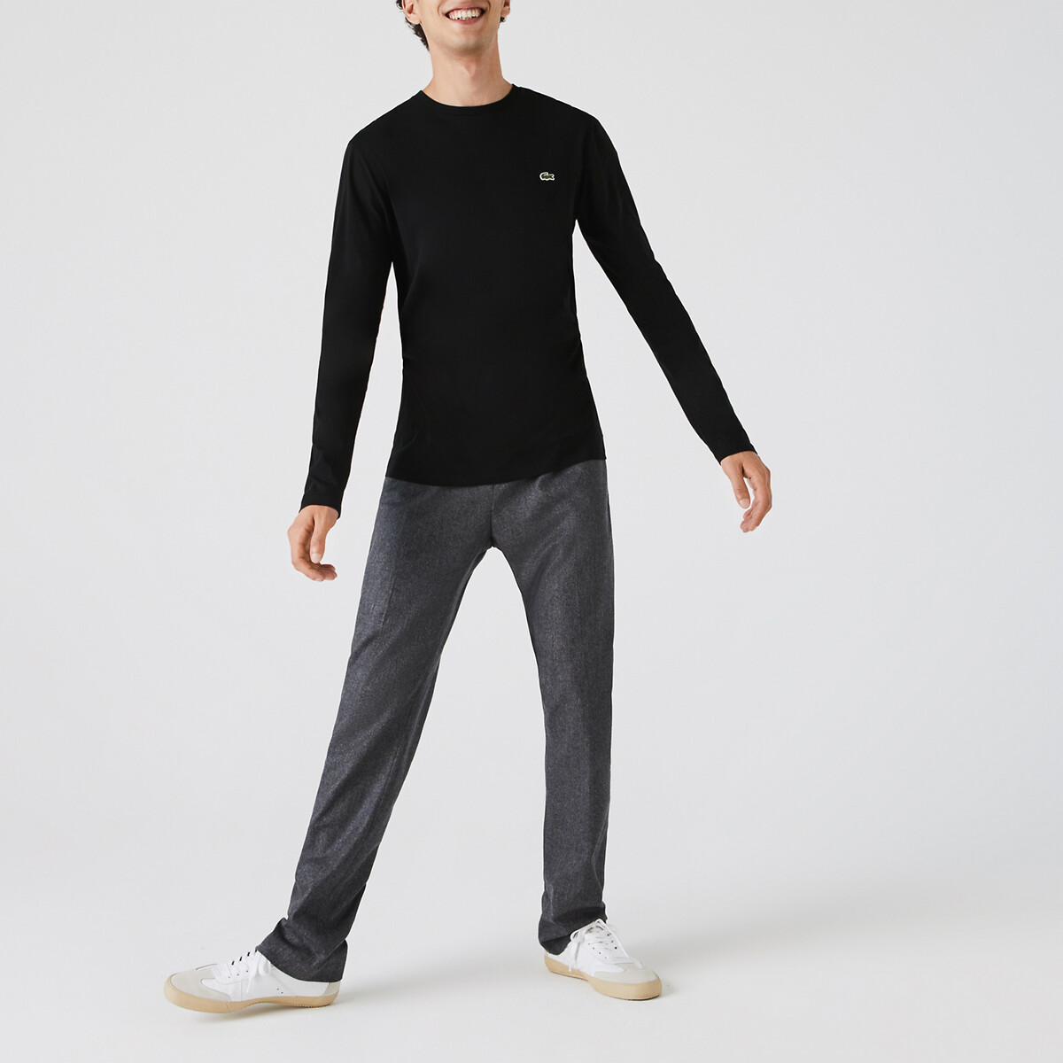 LACOSTE<br>Camiseta de manga comprida em malha de algodão