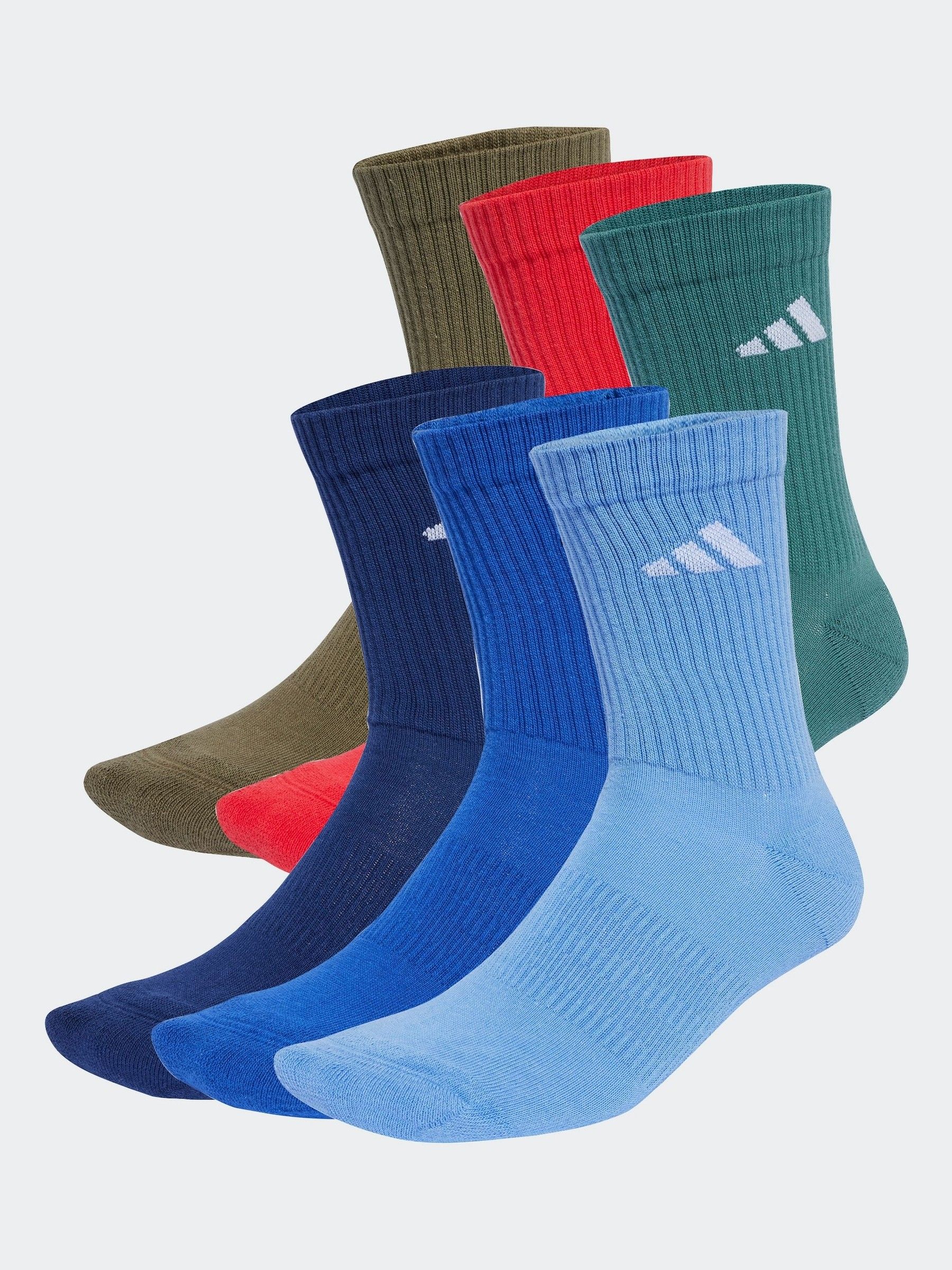 Blauw - adidas Logo Crew Socks 6 Pack