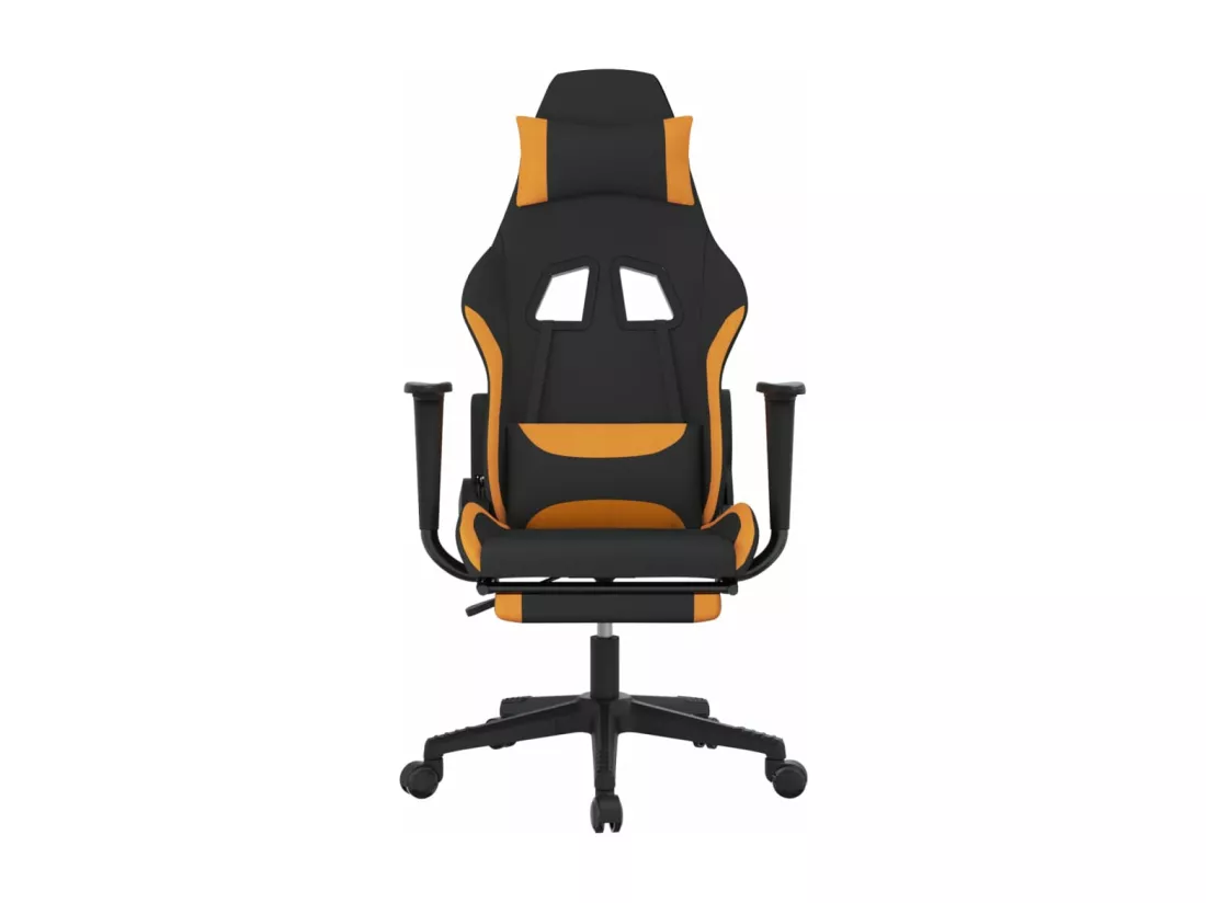 Chaise de jeu de massage avec repose-pied Noir et orange Tissu