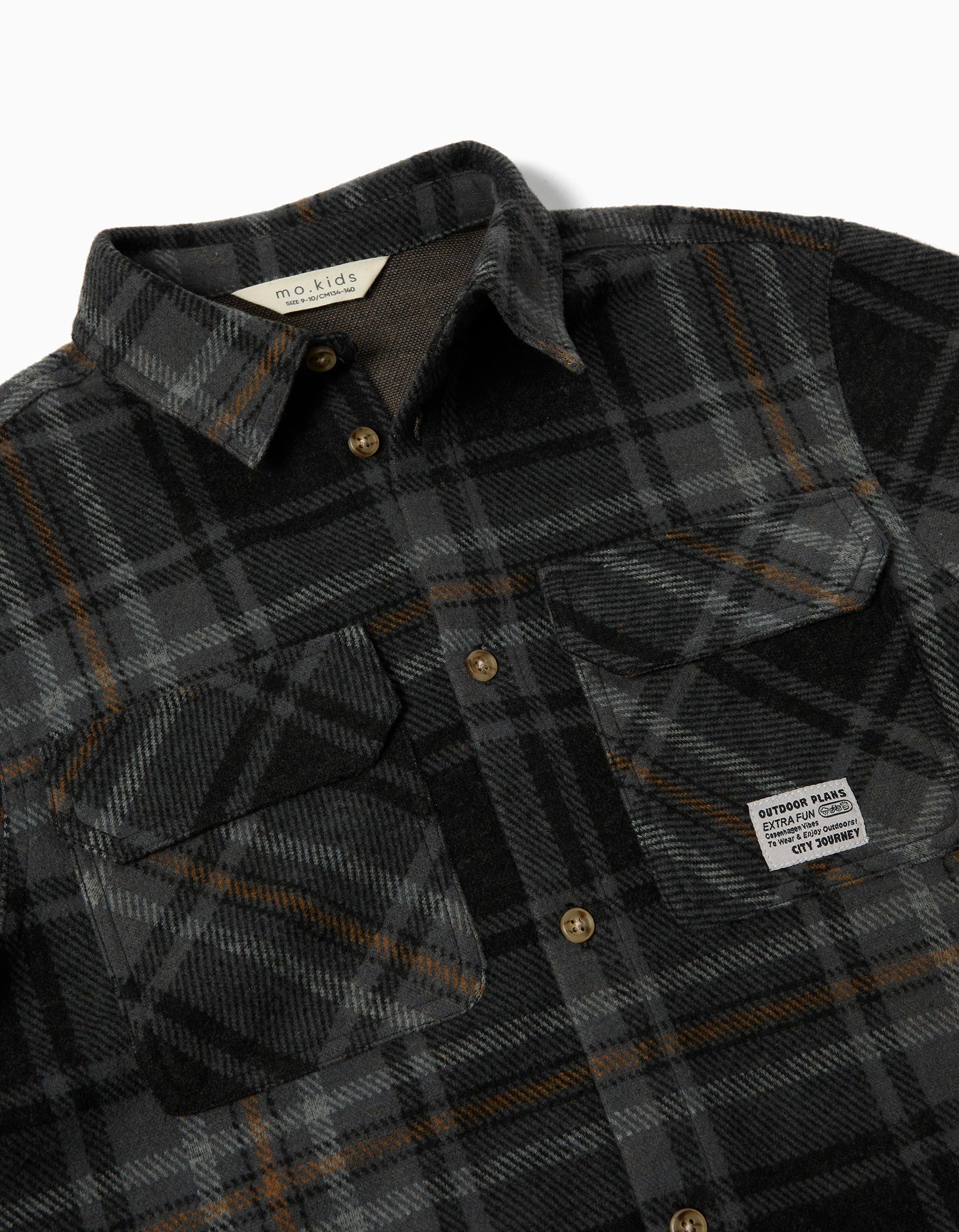 Sobrecamisa Xadrez, Menino, Cinzento Escuro