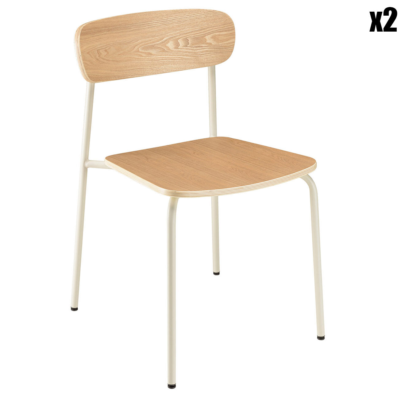 Macabane 2 Chaises d'écolier Tom naturel/blanc - 47x51x78 cm