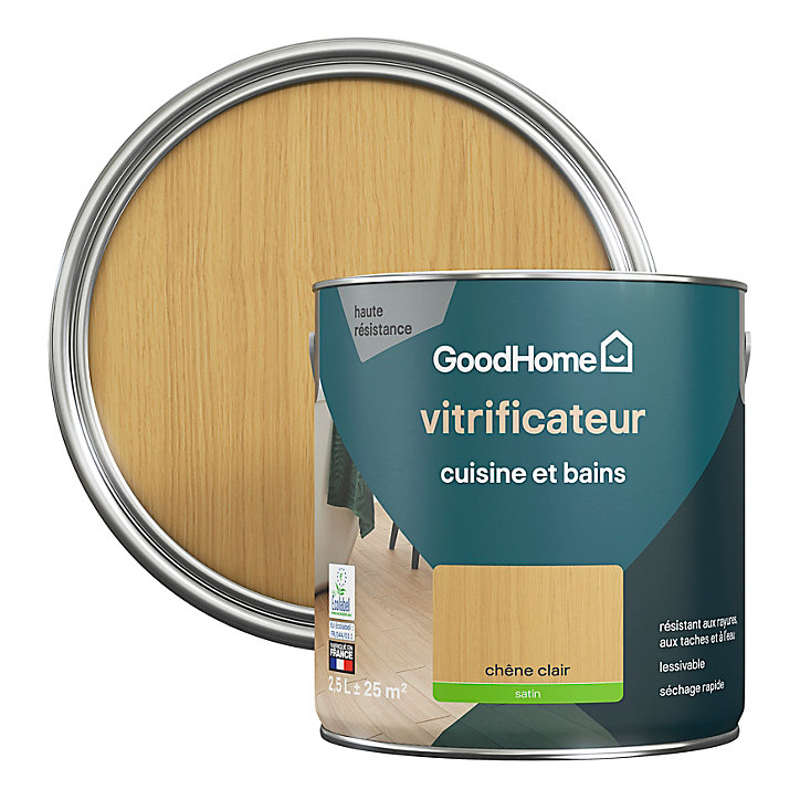 Vitrificateur cuisine et bains GoodHome satin chêne clair 2,5L