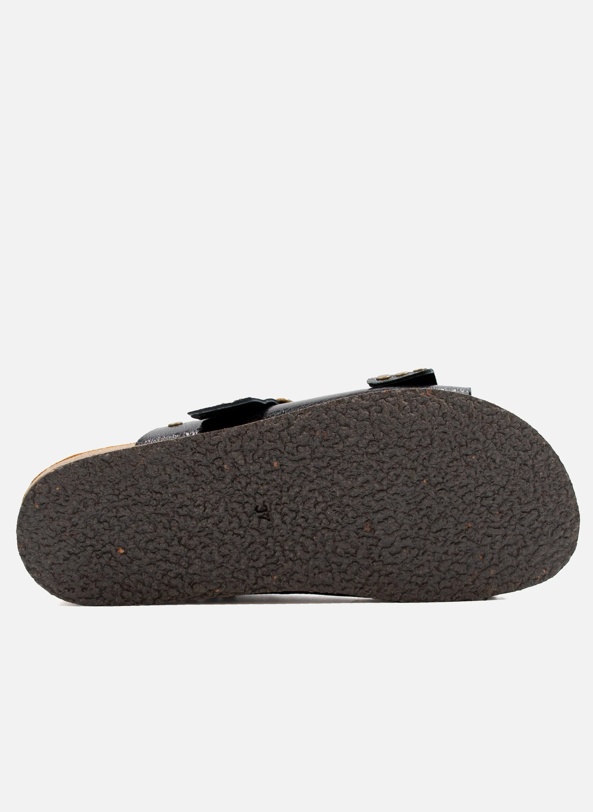 Mules liège clous cuir métallisé | Noir
