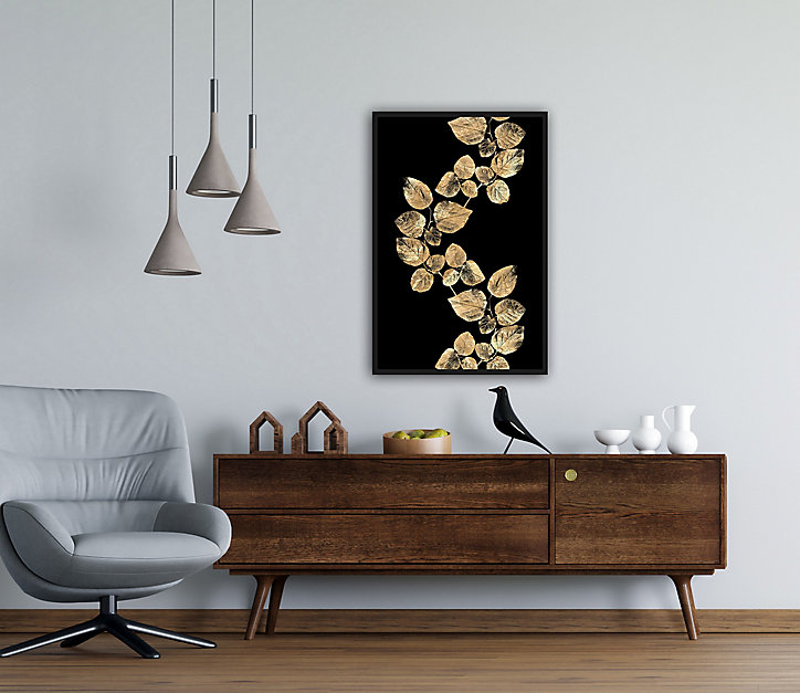 Toile imprimée Feuilles dorées l.60 x H.90 cm
