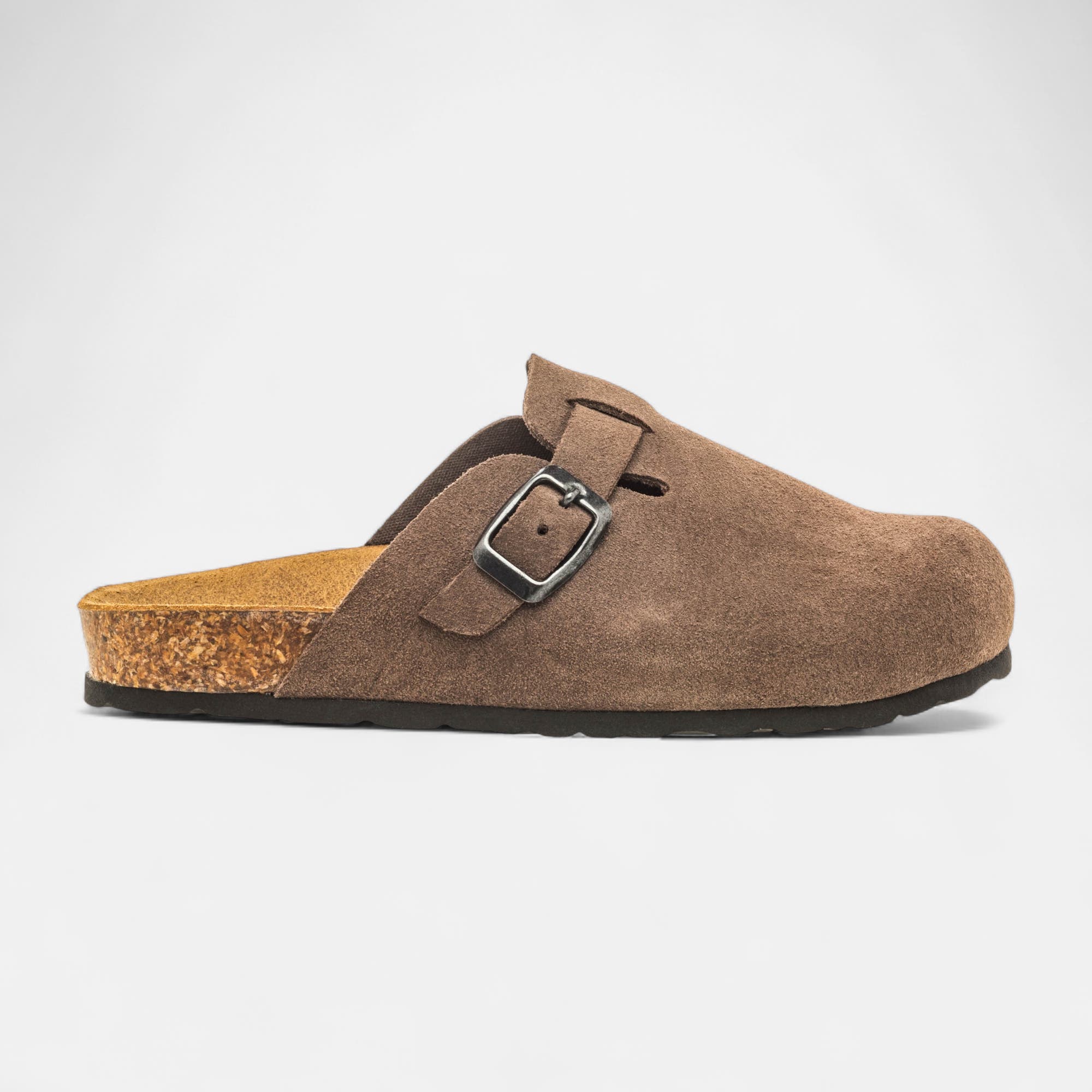 Mules semelle liège Garçon en cuir marron