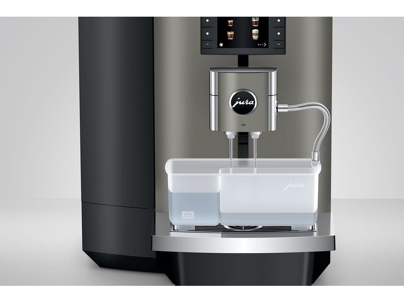 JURA Kaffeevollautomat X10 Dark Inox (SA) Kompakter Kaffeevollautomat mit 35 Kaffeespezialitäten und One-Touch-Lungo-Funktion