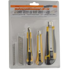 Kit de cutters, 3 pièces, noir / jaune