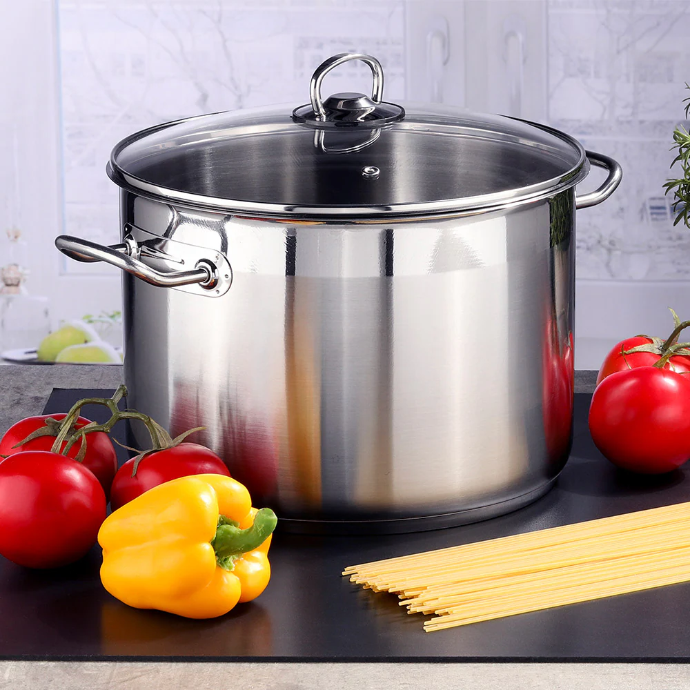 HI Universal Kochtopf 10/15/20 L Glas Deckel Induktion Topf Groß Griff Edelstahl Variante: 10 Liter