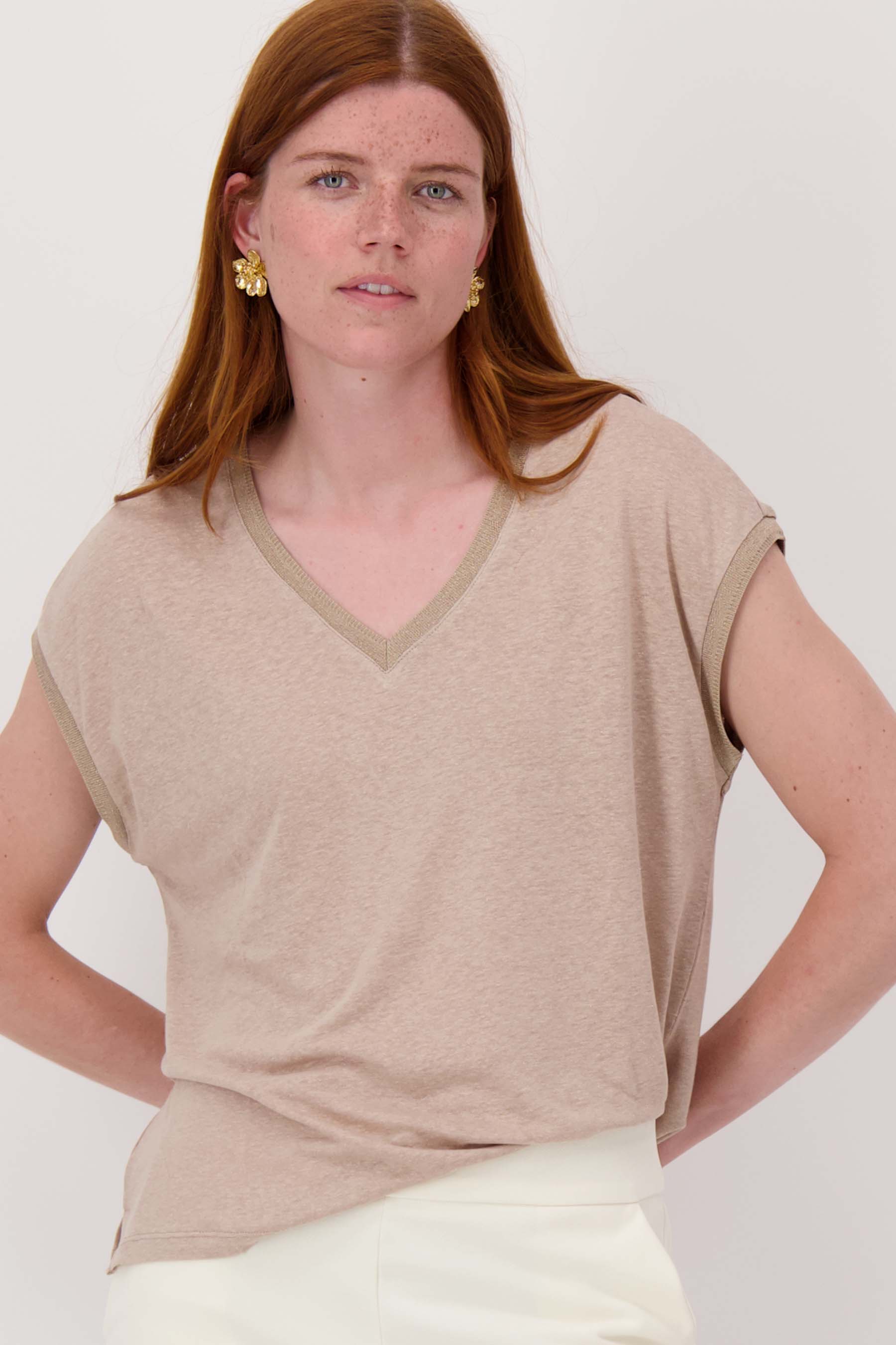V hals top met lurex boord