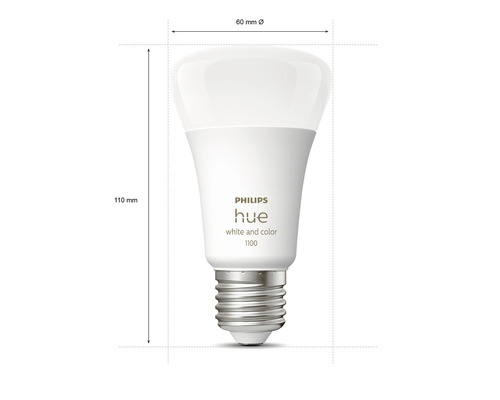 Philips Hue Lamp White & Color Ambiance A60 Dimbaar Mat E27/9W (75W) 1100 lm RGBW 2000K-6500K - Compatibel met SMART HOME van Hornbach