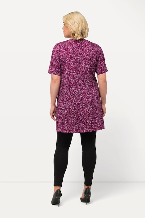 Longshirt, bedruckt, A-Linie, V-Ausschnitt, Halbarm