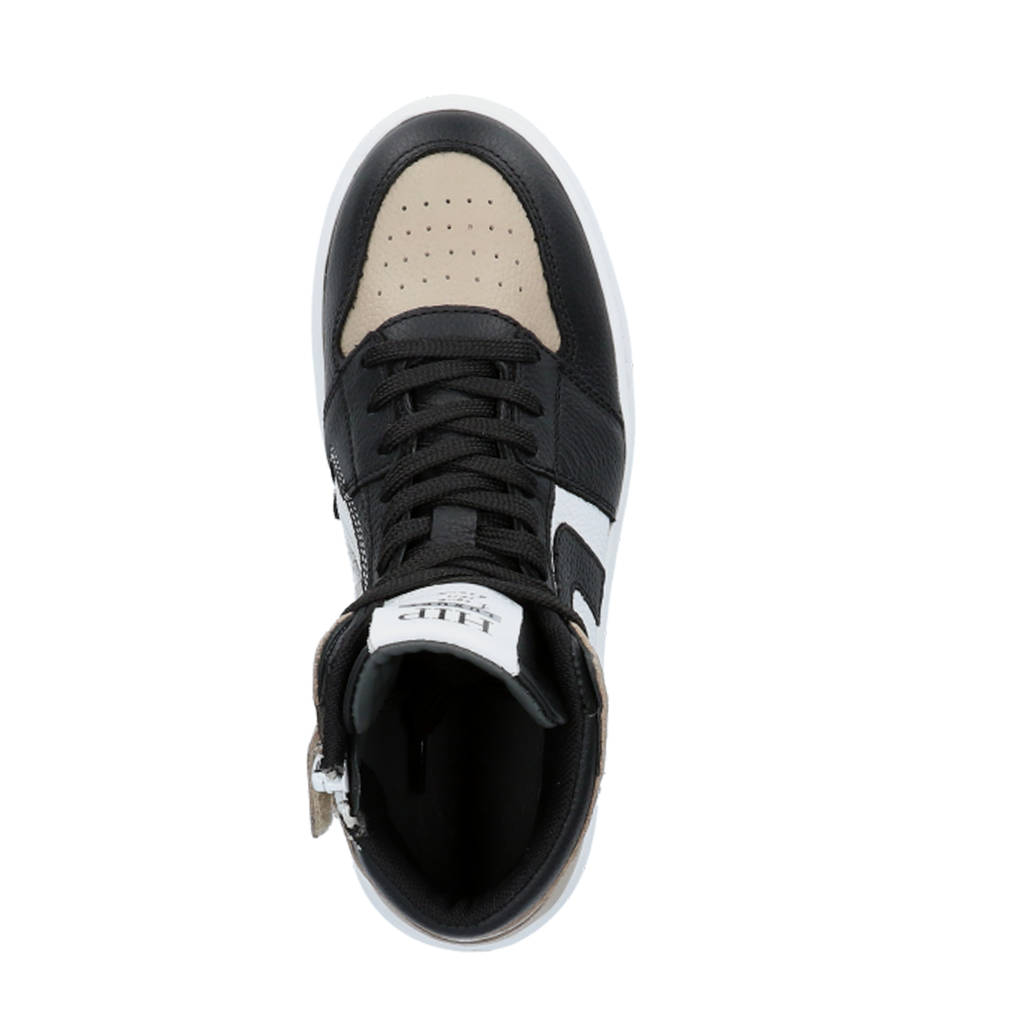 Hip leren sneakers taupe/zwart
