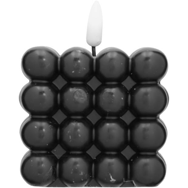 Blokker Bubble LED kaars 7,5x7,5cm zwart
