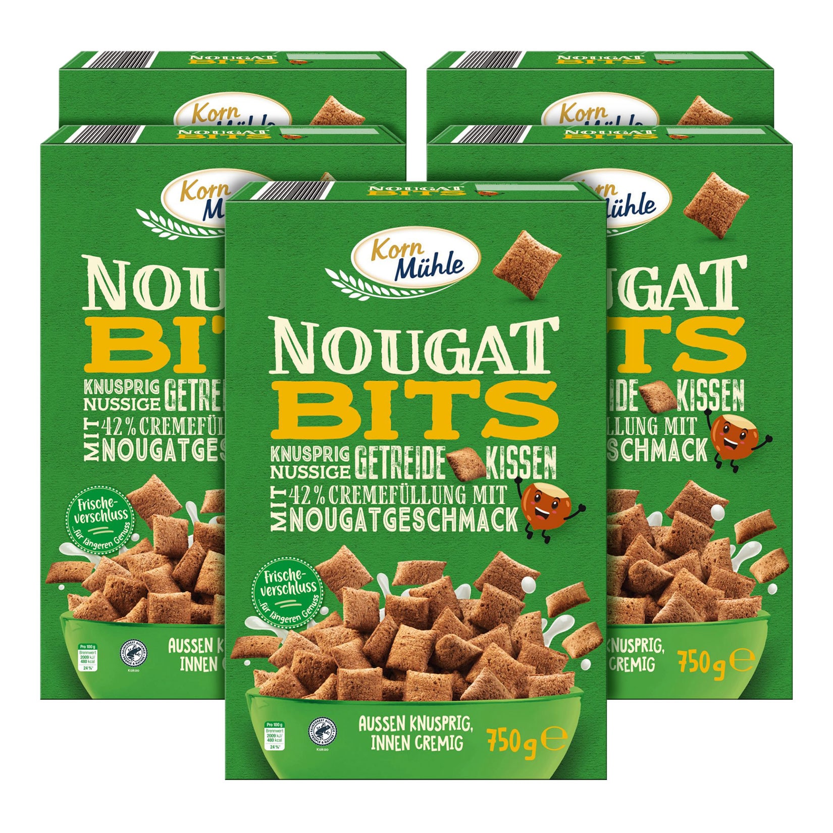 Kornmühle Nougat Bits 750 g, 5er Pack