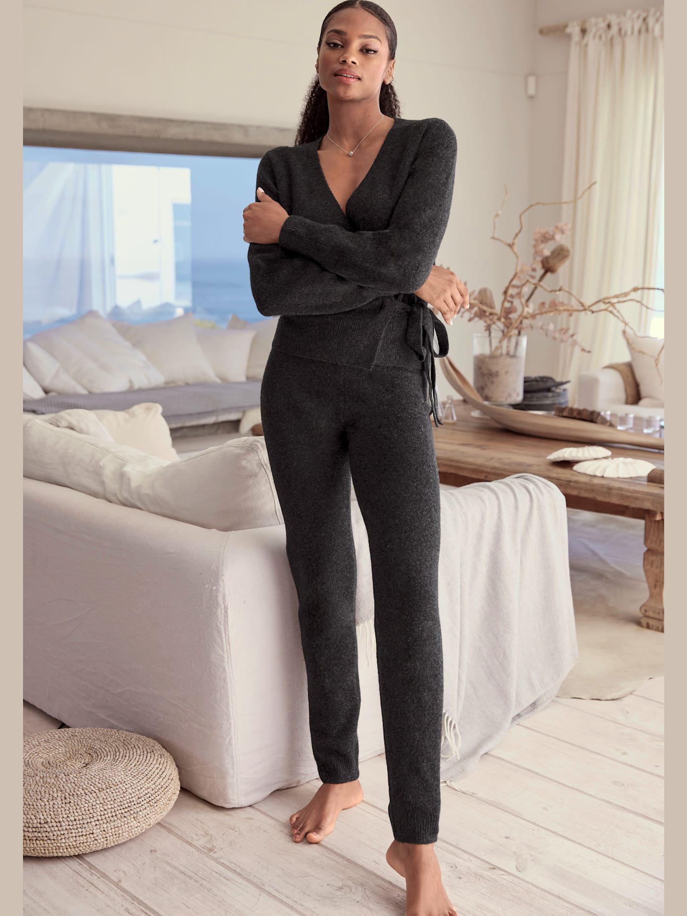 Veste cache-cœur en tricot veste en tricot douce à nouer