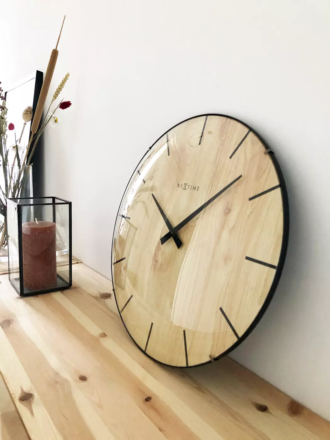 Quarzwanduhr Edge Wood Dome Ø 35 cm