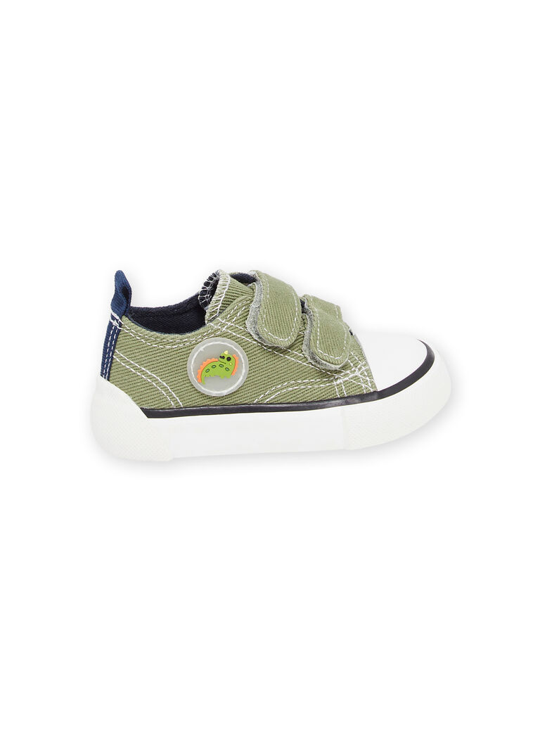 Baskets en toile kaki avec patch dinosaure