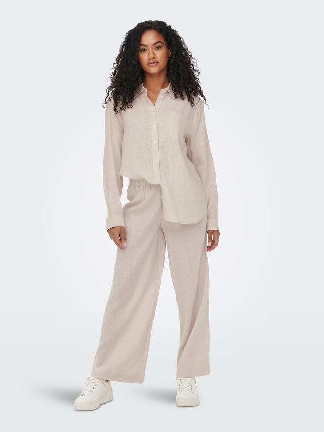 ONLY Longbluse »ONLTOKYO L/S LINEN BLEND SHIRT«, mit Leinen