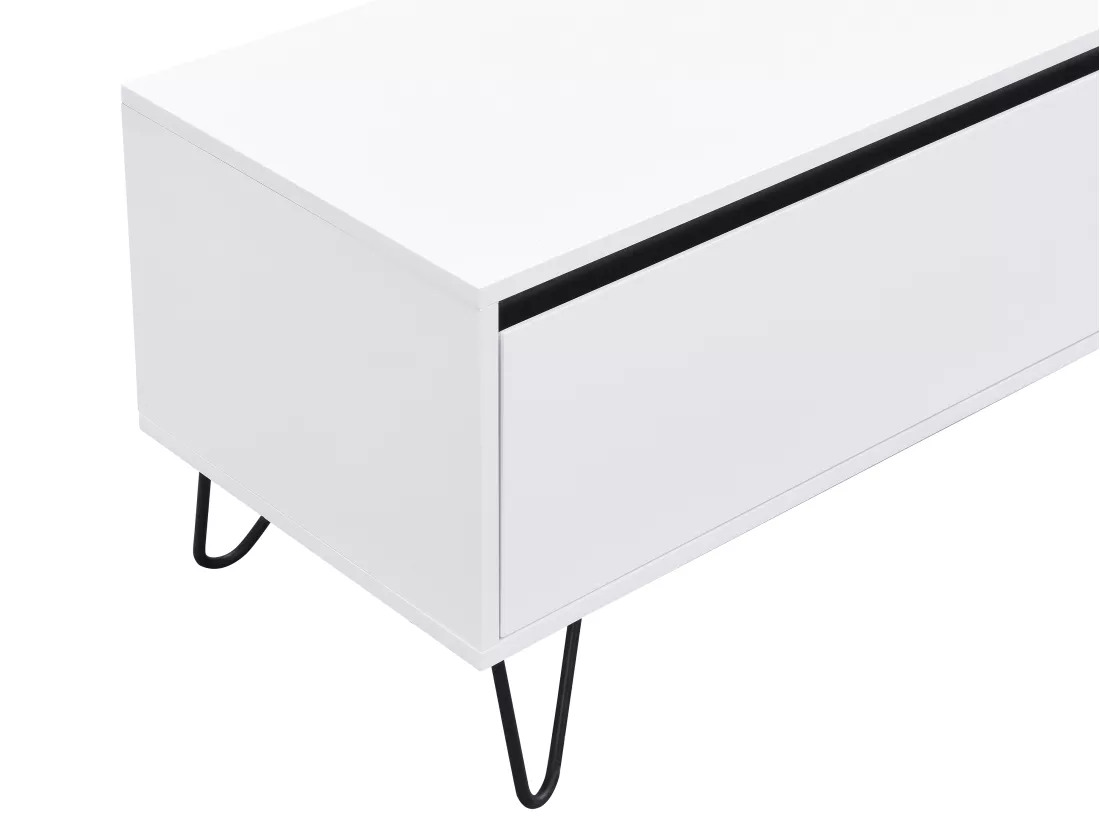 Meuble TV avec 2 portes en MDF et acier - Blanc et Noir - ABUJA de Pascal Morabito