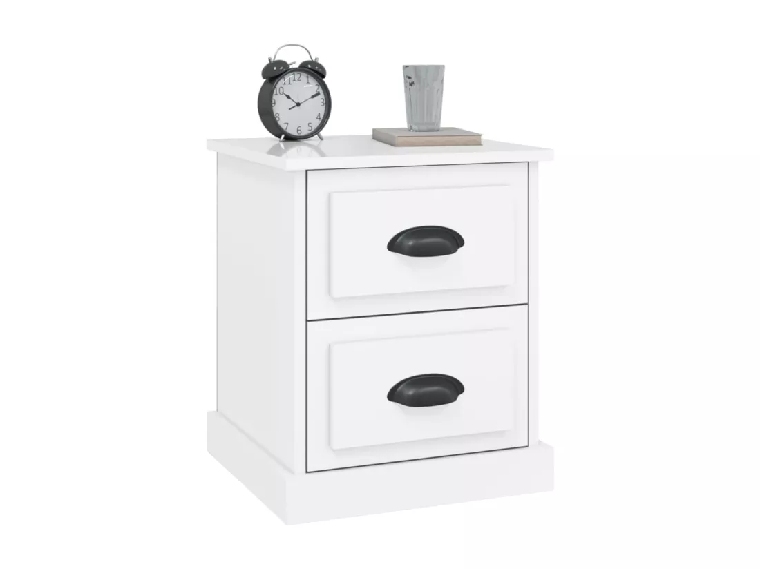 Tables de chevet 2 pcs blanc brillant 39x39x47,5 cm