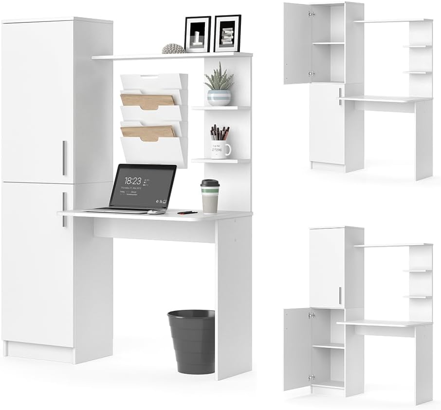 Vicco Schreibtisch Tessa, Arbeitstisch für das Büro, Weiß, 122.9 x 52 cm