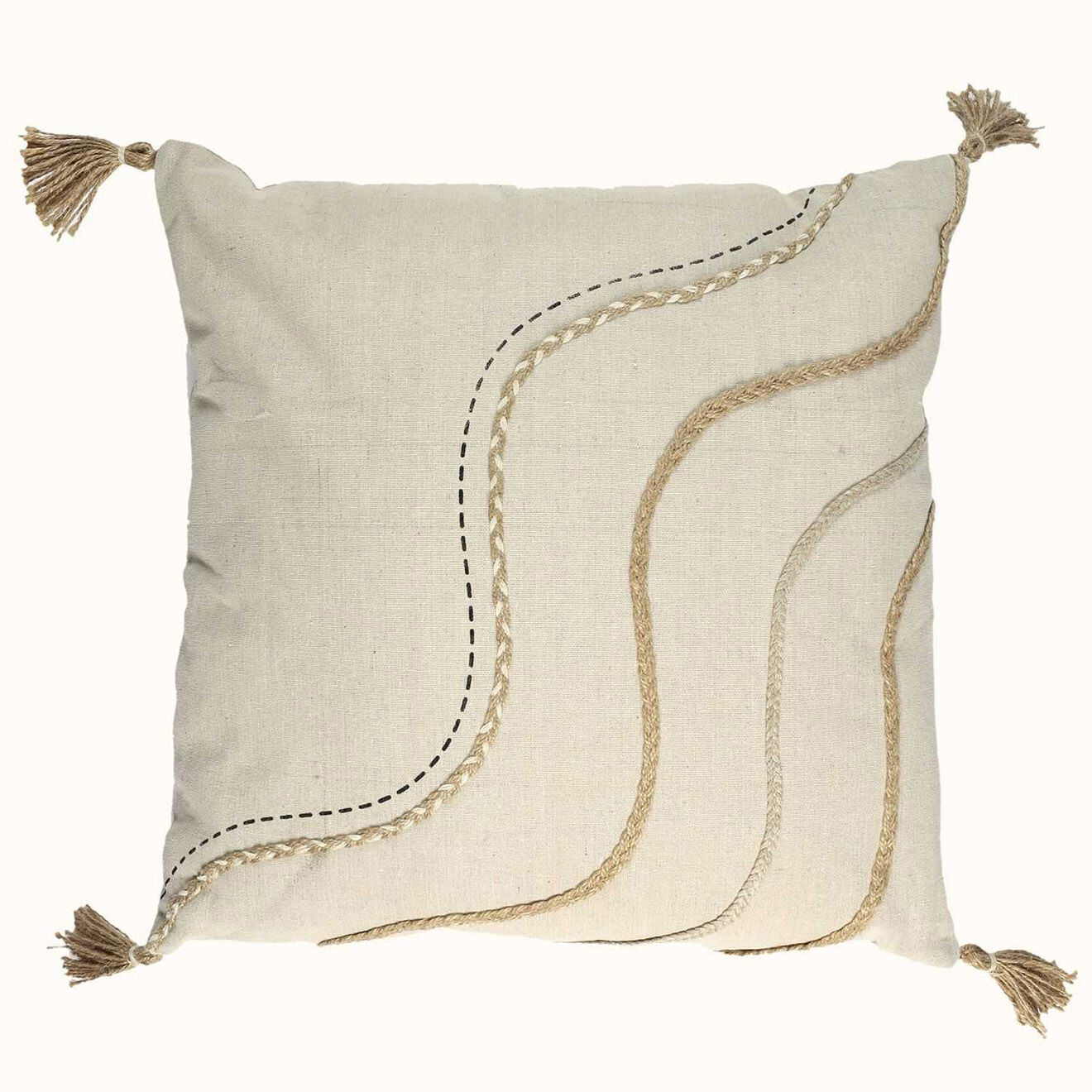 Home Deco Factory Coussin à pompons beige - 40x40 cm