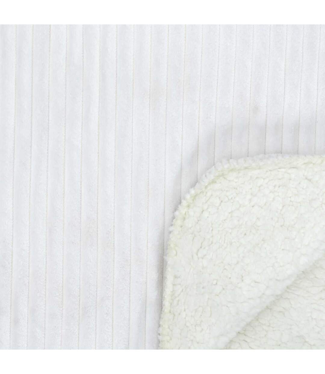 Plaid flanelle côtelé - 180x220cm - Ecru